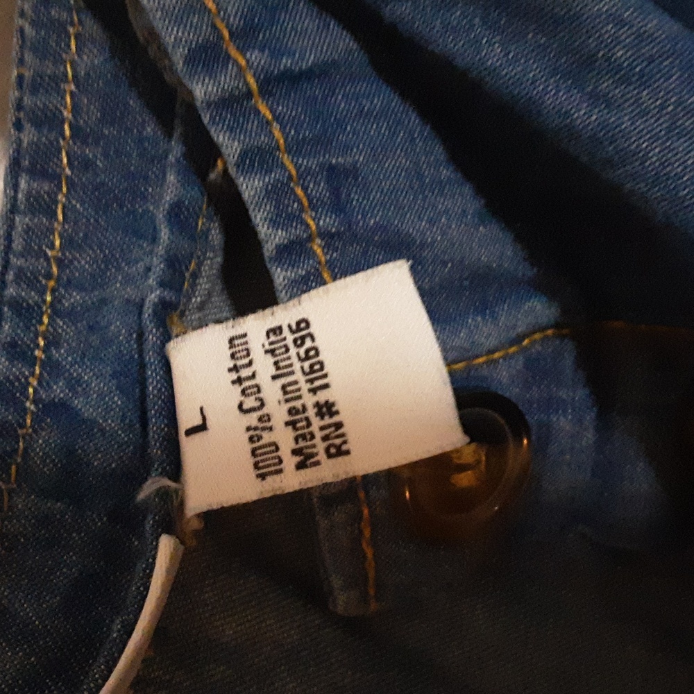 Sincerely Jules 100 % Cotton Women's   Blue Denim Jumsuit Size L. Missing Belt. - Picture 3 of 14